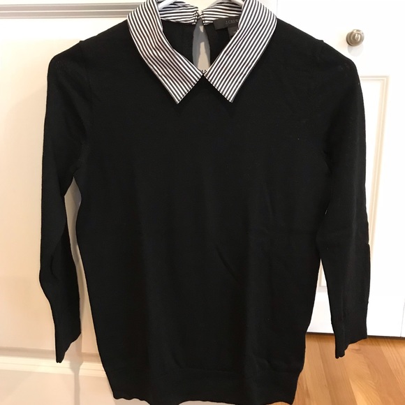 J. Crew Sweaters - Jcrew black 100% merino wool sweater with collar.